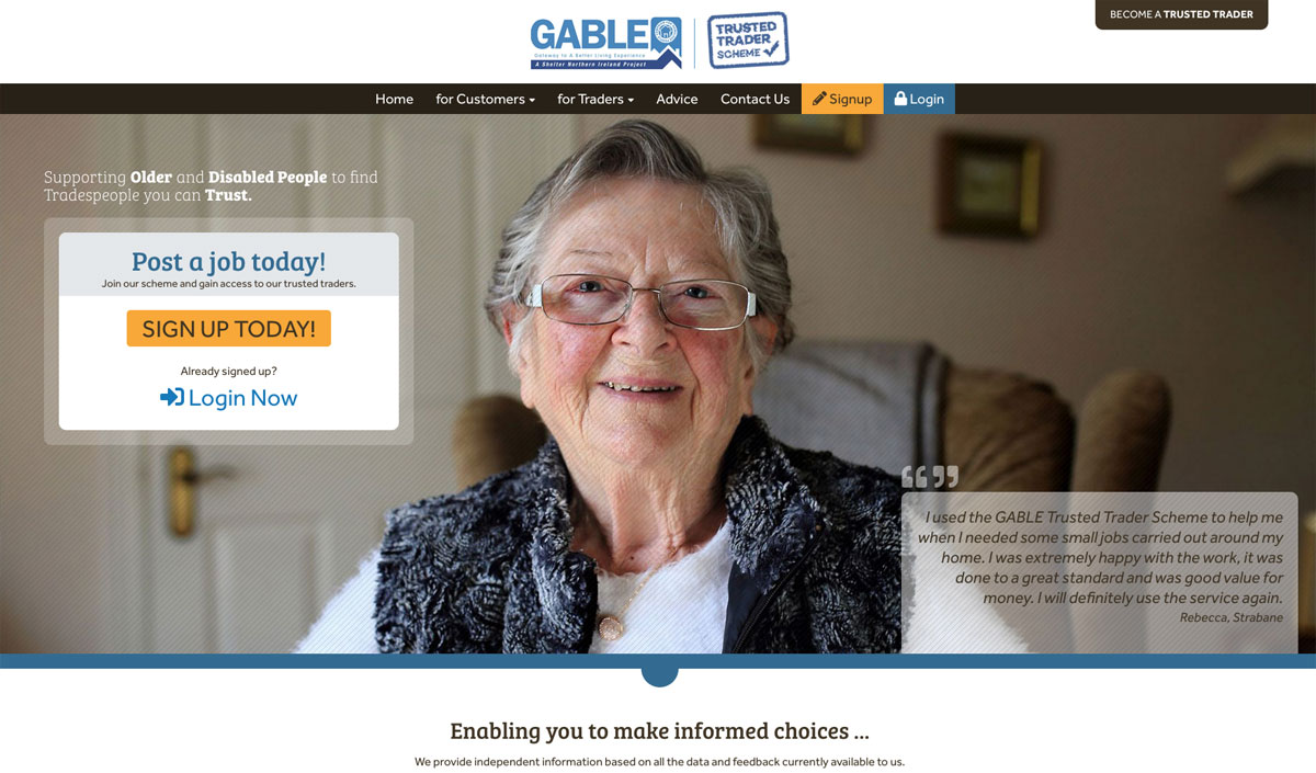 Gable Trusted traders Scheme homepage